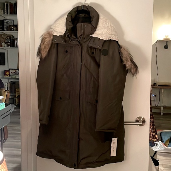 Madden Girl Parka in Olive Green with Faux Fur Lined Hood - Picture 1 of 8